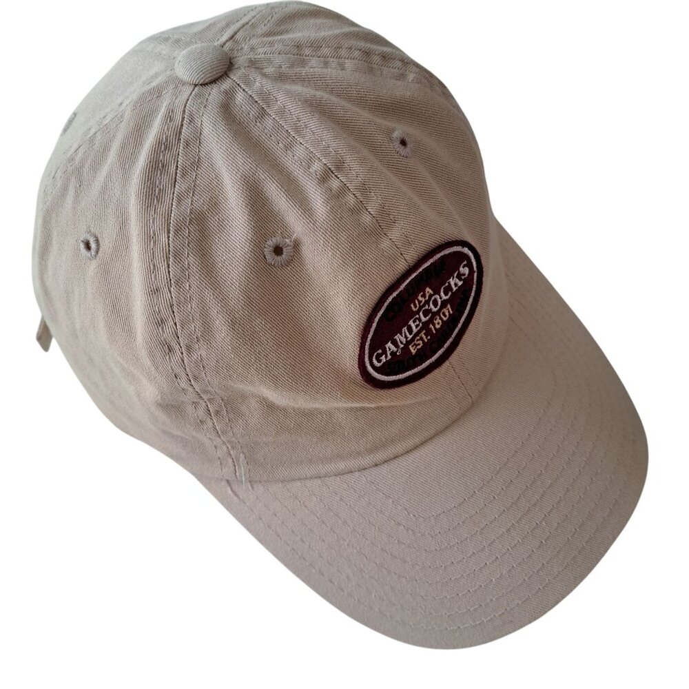 South Carolina Gamecocks Adjustable Tan Baseball Cap Embroidered Logo Cotton